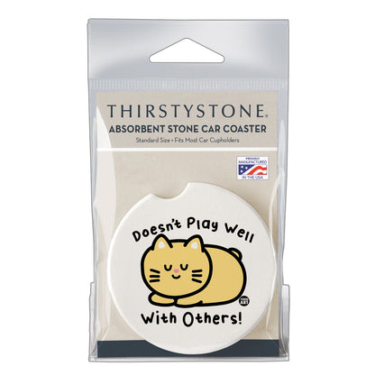 Thirstystone Doesn't Play Well Single Absorbent Stone Coaster for Vehicle Cup Holder 2.6” Diameter Manufactured in The USA