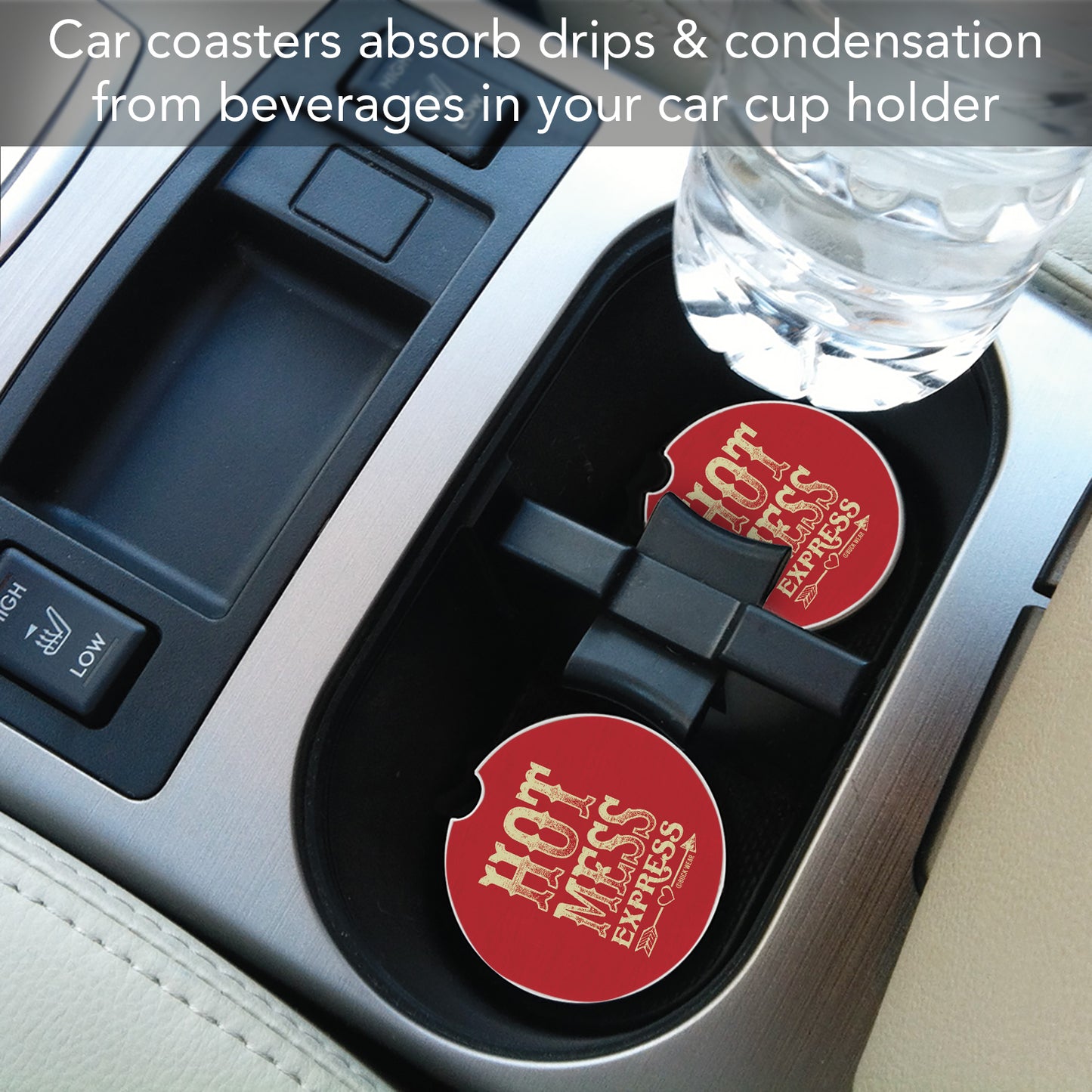 Thirstystone Hot Mess Express Single Absorbent Stone Coaster for Vehicle Cup Holder 2.6” Diameter Manufactured in The USA