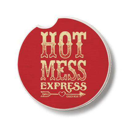Hot Mess Express Single Absorbent Stone Car Coaster 2.6” Diameter Manufactured in the USA