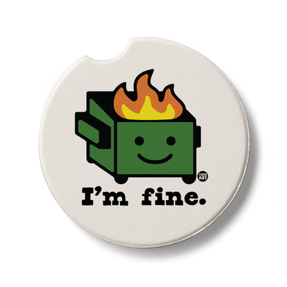 I'm Fine Single Absorbent Stone Car Coaster 2.6” Diameter Manufactured in the USA