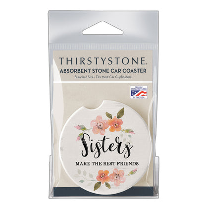 Thirstystone Sisters Single Absorbent Stone Coaster for Vehicle Cup Holder 2.6” Diameter Manufactured in The USA