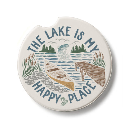 Lakeside Days Single Absorbent Stone Car Coaster 2.6” Diameter Manufactured in the USA