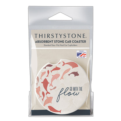 Thirstystone Go with The Flow Single Absorbent Stone Car Coaster for Vehicle Cup Holder 2.6” Diameter Manufactured in The USA