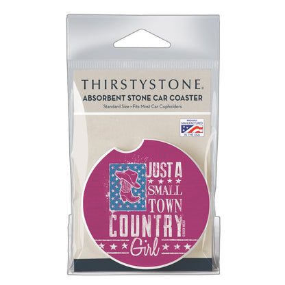Thirstystone Country Girl Single Absorbent Stone Coaster for Vehicle Cup Holder 2.6” Diameter Manufactured in The USA
