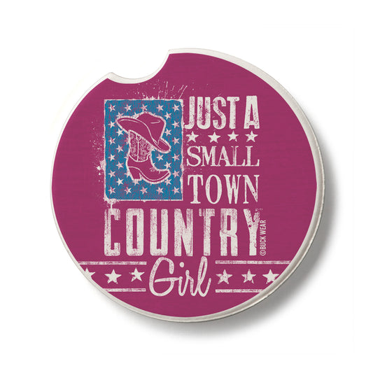 Country Girl Single Absorbent Stone Car Coaster 2.6” Diameter Manufactured in the USA