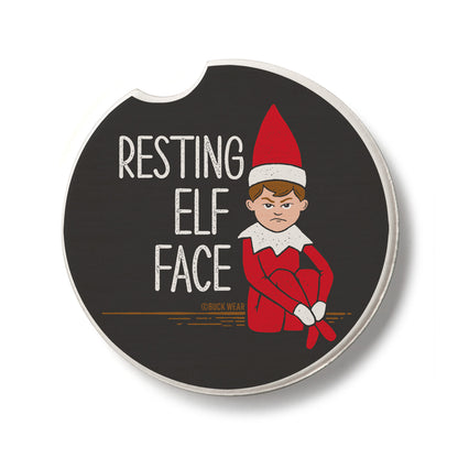 Resting Elf Face Single Absorbent Stone Car Coaster 2.6” Diameter Manufactured in the USA