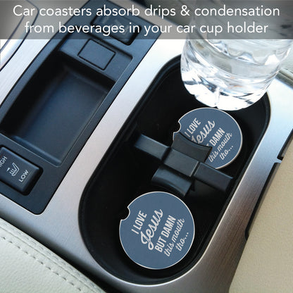 Thirstystone My Mouth Single Absorbent Stone Coaster for Vehicle Cup Holder 2.6” Diameter Manufactured in The USA