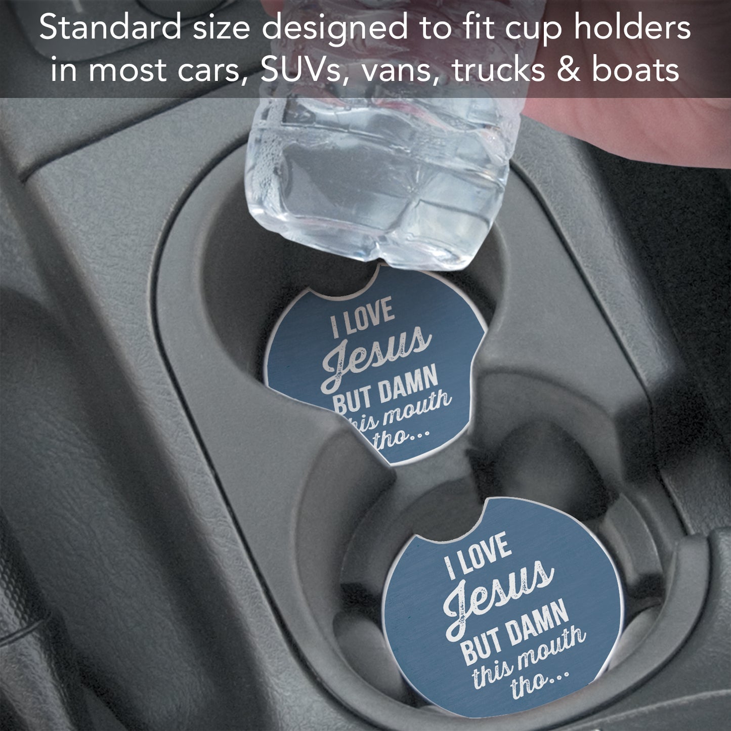 Thirstystone My Mouth Single Absorbent Stone Coaster for Vehicle Cup Holder 2.6” Diameter Manufactured in The USA
