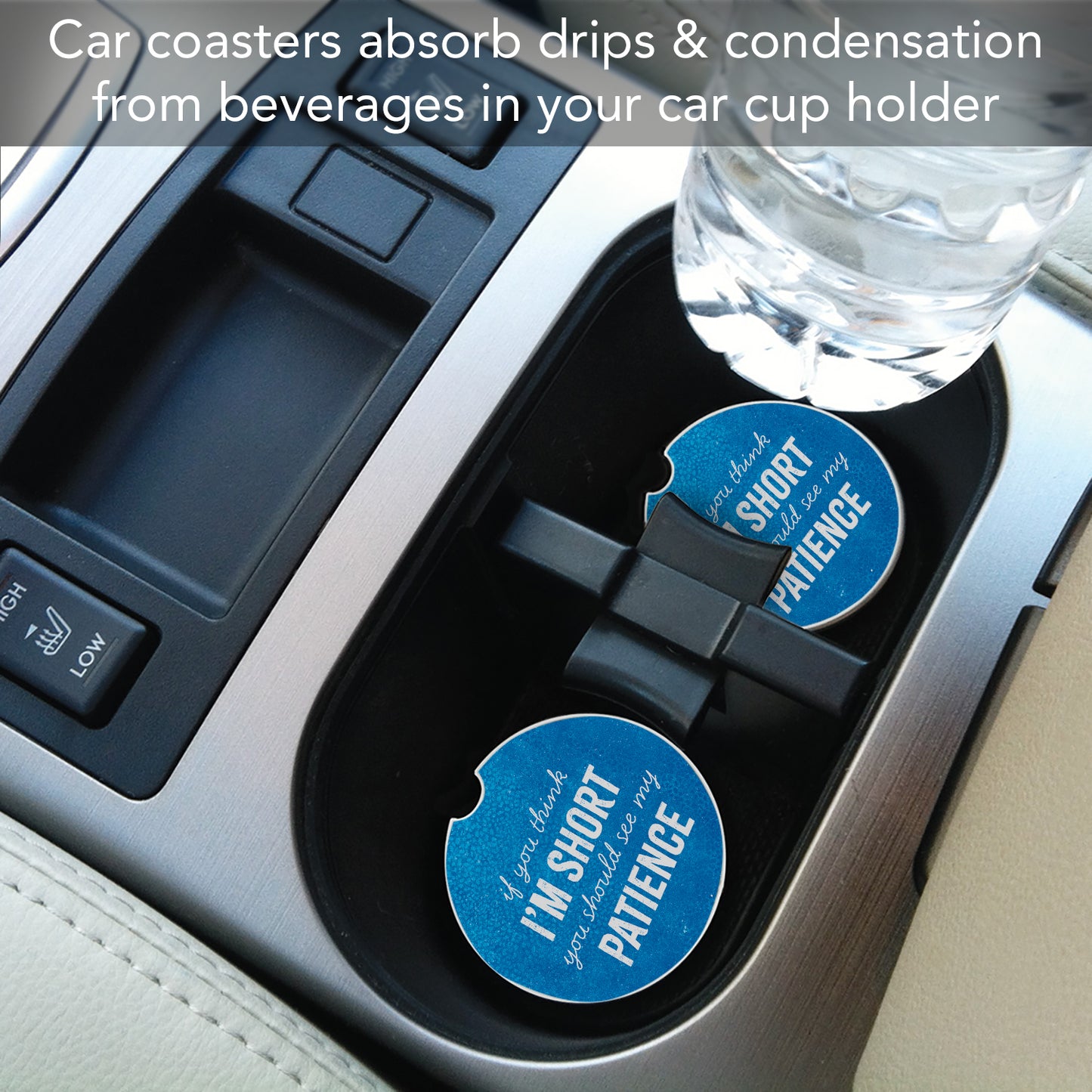 Thirstystone Patience Single Absorbent Stone Coaster for Vehicle Cup Holder 2.6” Diameter Manufactured in The USA