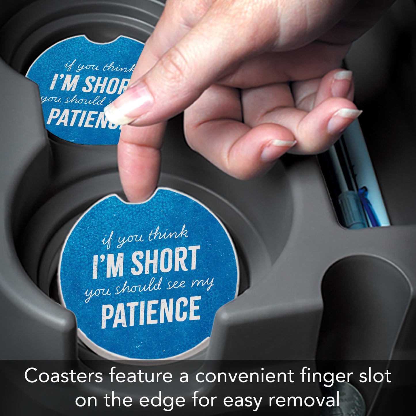 Thirstystone Patience Single Absorbent Stone Coaster for Vehicle Cup Holder 2.6” Diameter Manufactured in The USA