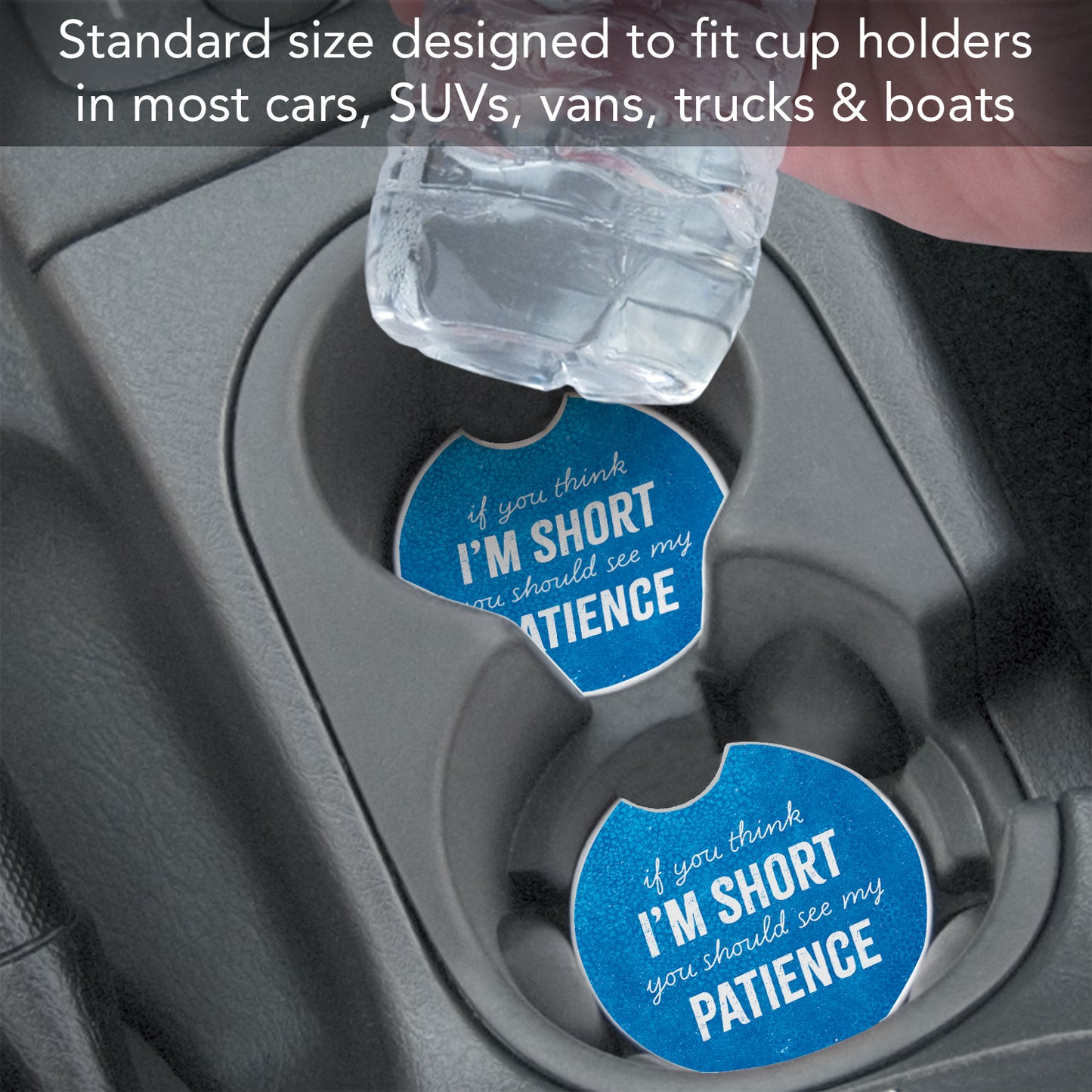 Thirstystone Patience Single Absorbent Stone Coaster for Vehicle Cup Holder 2.6” Diameter Manufactured in The USA