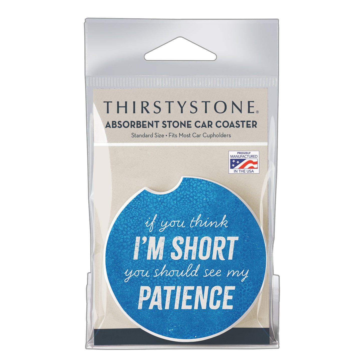 Thirstystone Patience Single Absorbent Stone Coaster for Vehicle Cup Holder 2.6” Diameter Manufactured in The USA
