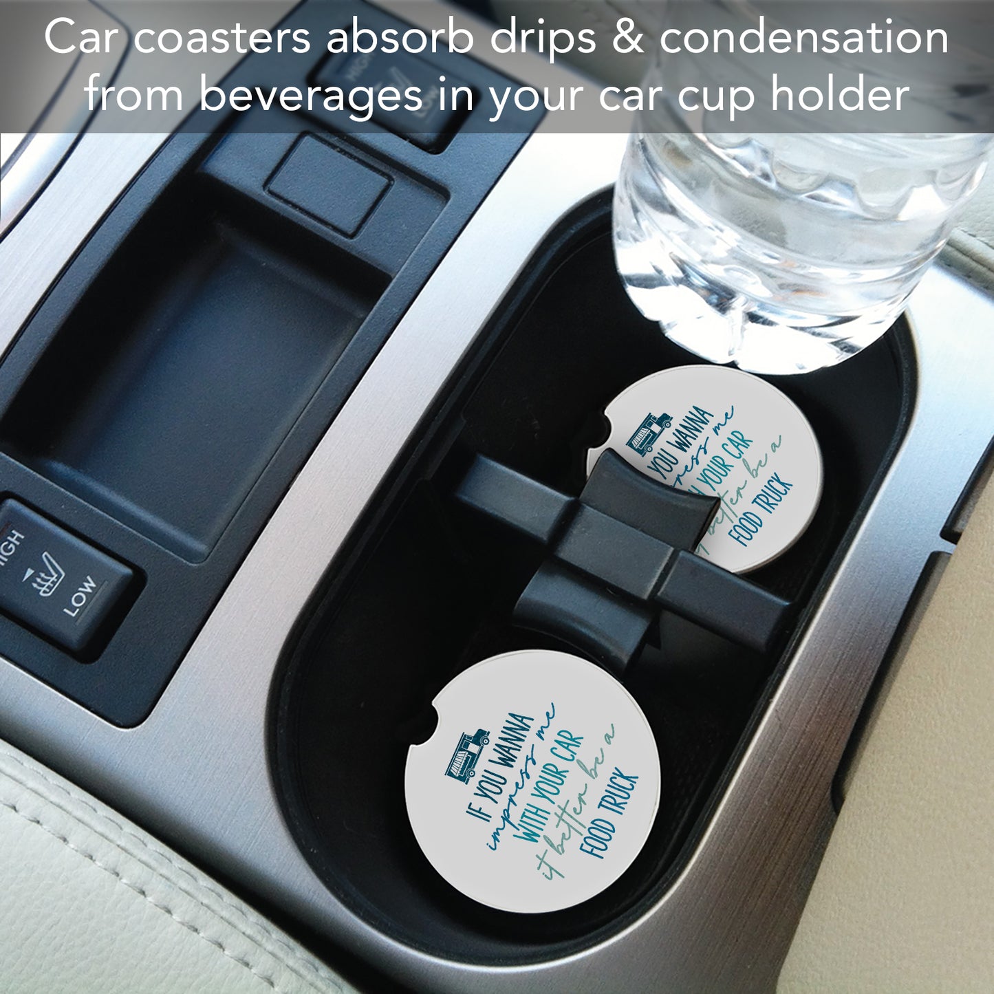 Thirstystone Impress Me Single Absorbent Stone Coaster for Vehicle Cup Holder 2.6” Diameter Manufactured in The USA