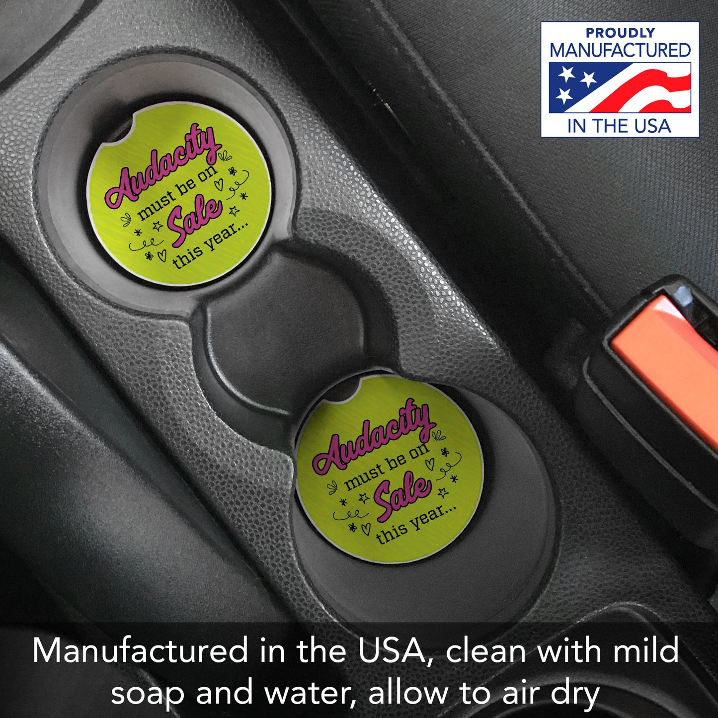 Thirstystone Audacity Single Absorbent Stone Coaster for Vehicle Cup Holder 2.6” Diameter Manufactured in The USA