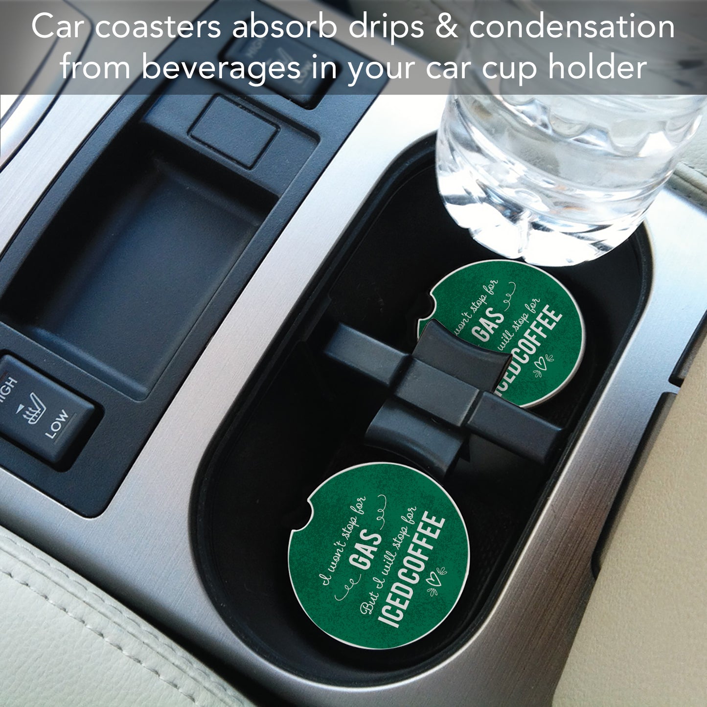 Thirstystone Iced Coffee Single Absorbent Stone Coaster for Vehicle Cup Holder 2.6” Diameter Manufactured in The USA