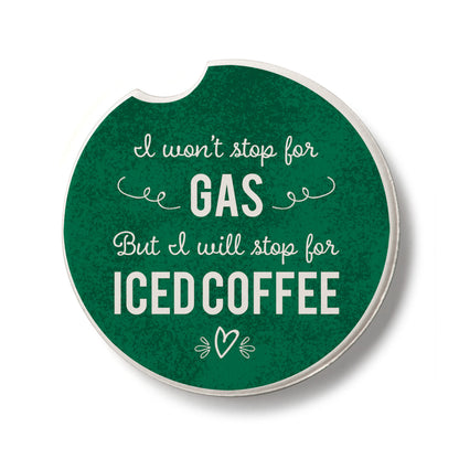 Iced Coffee Single Absorbent Stone Car Coaster 2.6” Diameter Manufactured in the USA