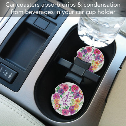 Thirstystone Best Grandma Single Absorbent Stone Coaster for Vehicle Cup Holder 2.6” Diameter Manufactured in The USA