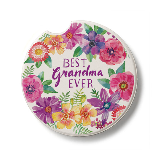 Best Grandma Single Absorbent Stone Car Coaster 2.6” Diameter Manufactured in the USA