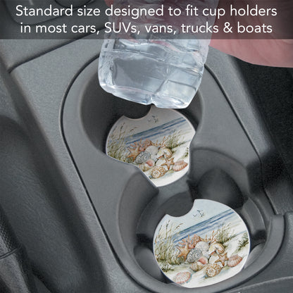 Thirstystone Coastal Sanctuary Single Absorbent Stone Coaster for Vehicle Cup Holder 2.6” Diameter Manufactured in The USA
