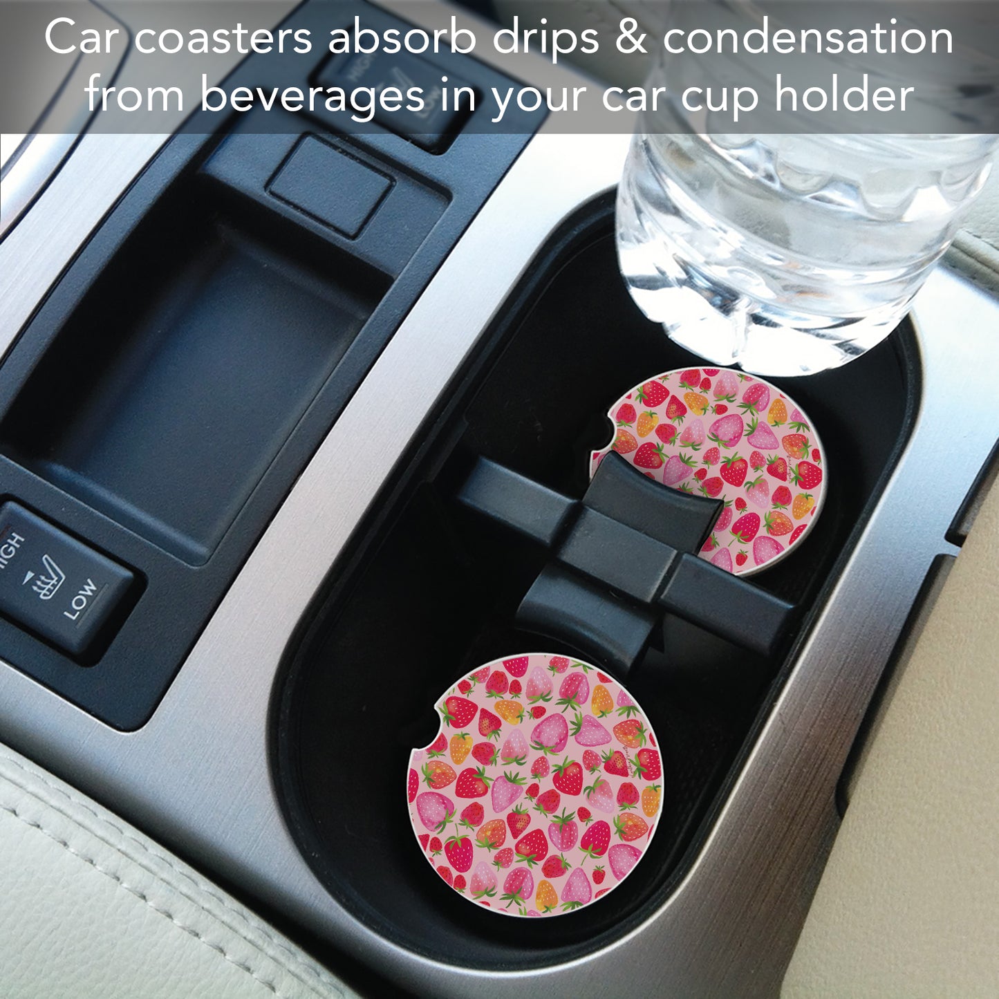 Thirstystone Berry Sweet Single Absorbent Stone Coaster for Vehicle Cup Holder 2.6” Diameter Manufactured in The USA
