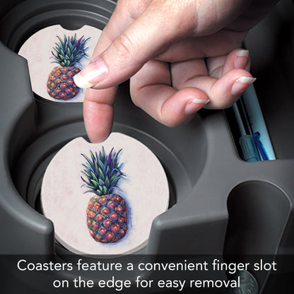 Thirstystone Pineapple Single Absorbent Stone Coaster for Vehicle Cup Holder 2.6” Diameter Manufactured in The USA