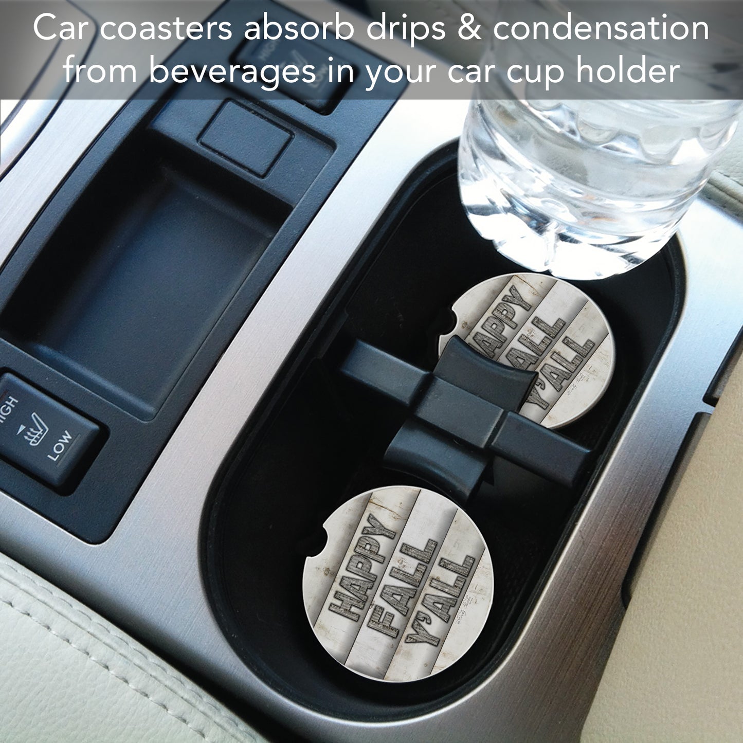 Thirstystone Happy Fall Single Absorbent Stone Coaster for Vehicle Cup Holder 2.6” Diameter Manufactured in The USA