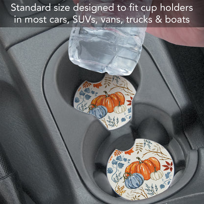 Thirstystone Autumn Pumpkins Single Absorbent Stone Coaster for Vehicle Cup Holder 2.6” Diameter Manufactured in The USA