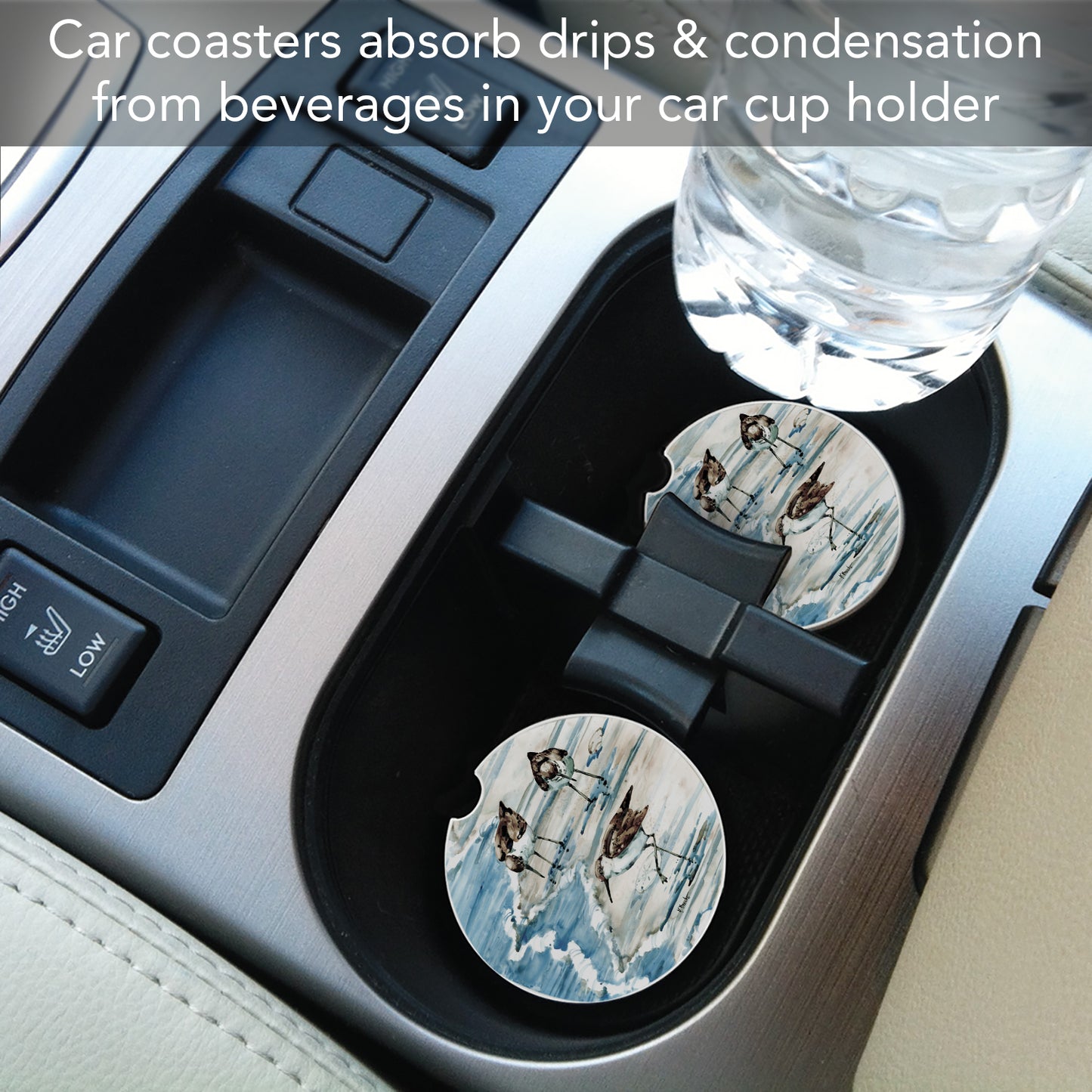 Thirstystone Rockhampton Sandpipers Single Absorbent Stone Coaster for Vehicle Cup Holder 2.6” Diameter Manufactured in The USA