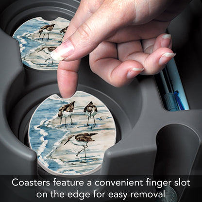 Thirstystone Rockhampton Sandpipers Single Absorbent Stone Coaster for Vehicle Cup Holder 2.6” Diameter Manufactured in The USA