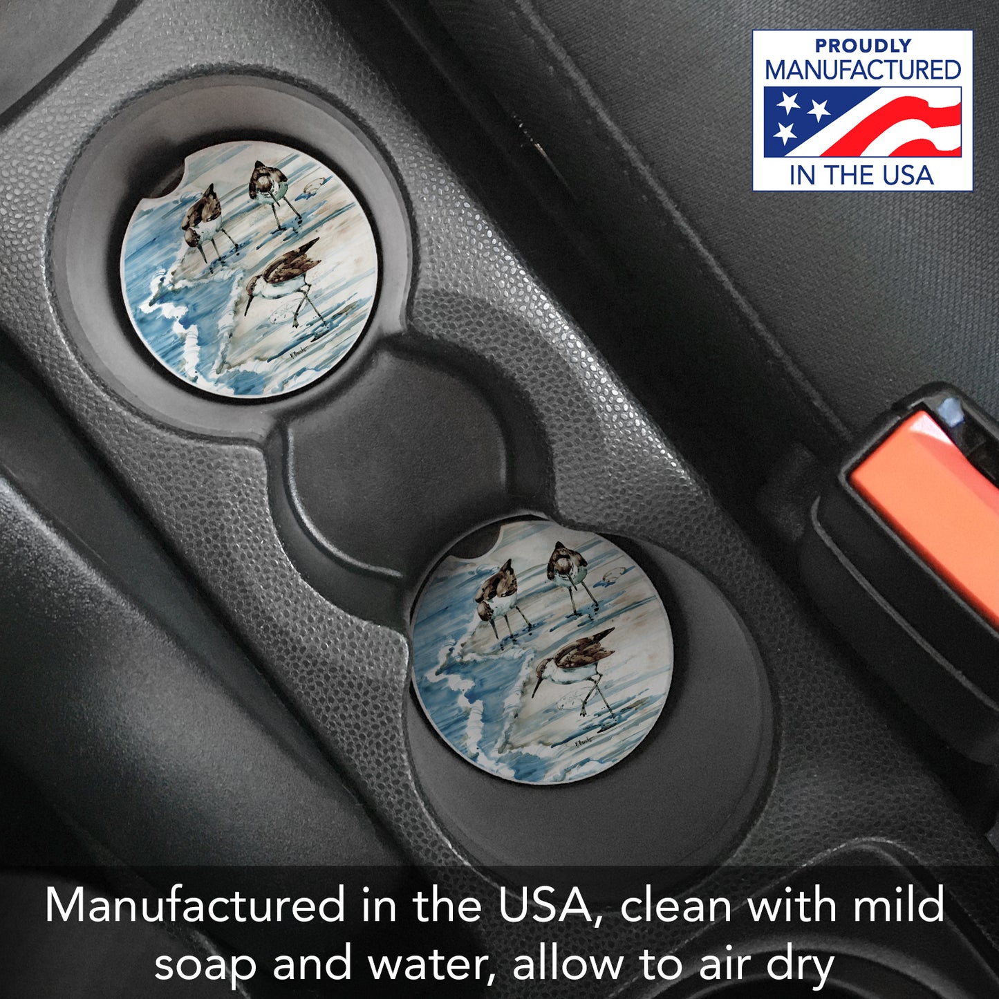 Thirstystone Rockhampton Sandpipers Single Absorbent Stone Coaster for Vehicle Cup Holder 2.6” Diameter Manufactured in The USA