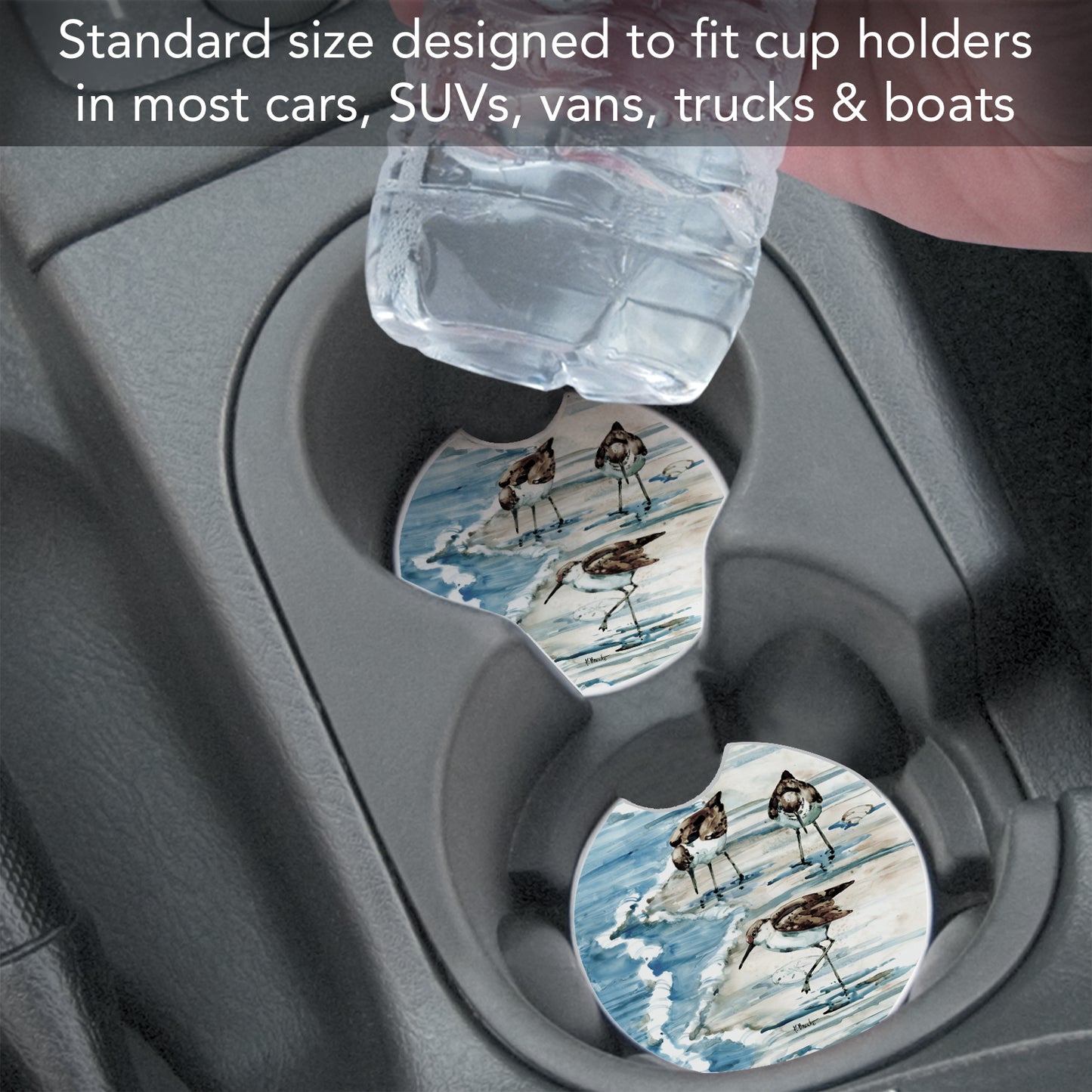 Thirstystone Rockhampton Sandpipers Single Absorbent Stone Coaster for Vehicle Cup Holder 2.6” Diameter Manufactured in The USA