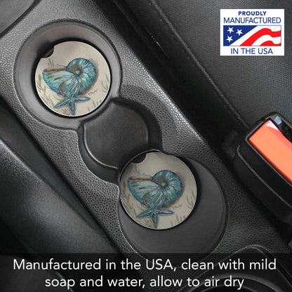 Thirstystone Crescent Conch Single Absorbent Stone Coaster for Vehicle Cup Holder 2.6” Diameter Manufactured in The USA