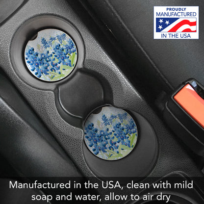 Thirstystone Blue Bonnet Field Single Absorbent Stone Coaster for Vehicle Cup Holder 2.6” Diameter Manufactured in The USA