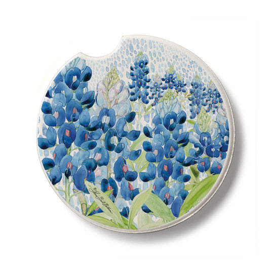 Blue Bonnet Field Single Absorbent Stone Coaster 2.6” Diameter Manufactured in the USA