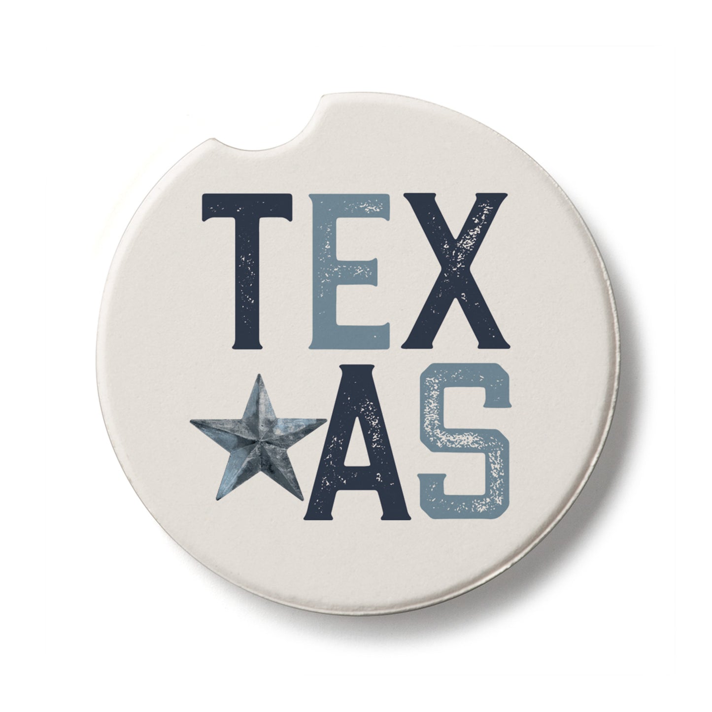 Patriotic Texas Single Absorbent Stone Car Coaster 2.6” Diameter Manufactured in the USA