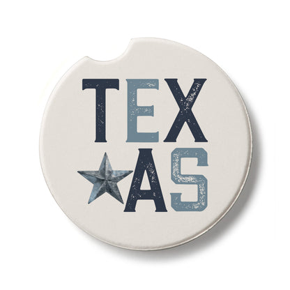 Patriotic Texas Single Absorbent Stone Car Coaster 2.6” Diameter Manufactured in the USA