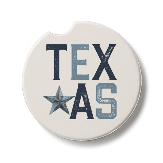 Patriotic Texas Single Absorbent Stone Car Coaster 2.6” Diameter Manufactured in the USA