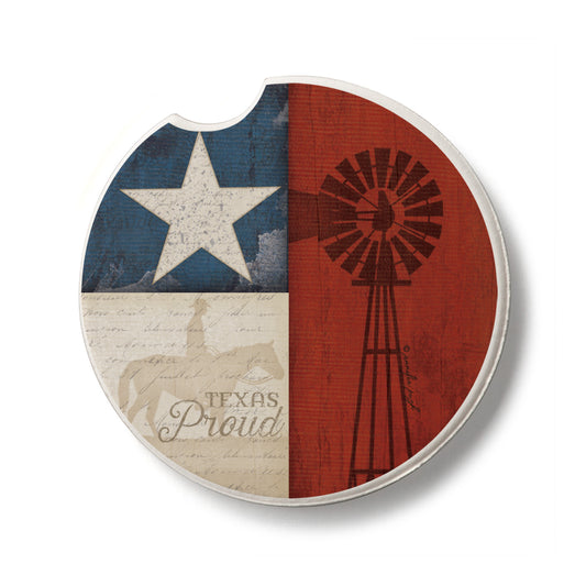 Texas Proud Single Absorbent Stone Car Coaster 2.6” Diameter Manufactured in the USA