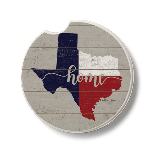Texas Home Flag Single Absorbent Stone Car Coaster  2.6” Diameter Manufactured in the USA