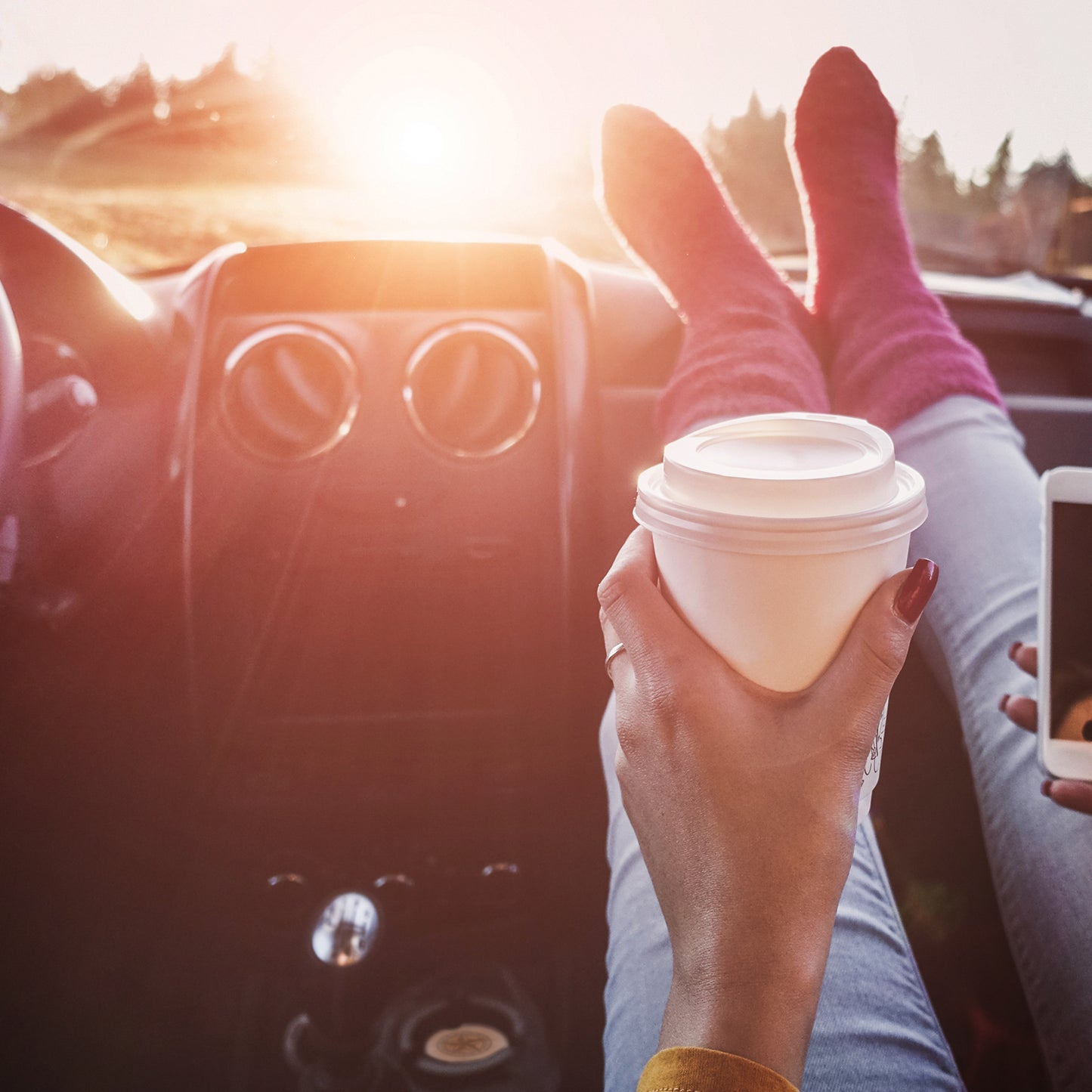 Thirstystone Leather Lonestar Single Absorbent Stone Coaster for Vehicle Cup Holder 2.6” Diameter Manufactured in The USA