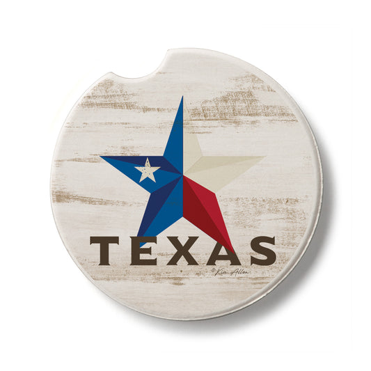 Texas Star Single Absorbent Stone Car Coaster 2.6” Diameter Manufactured in the USA