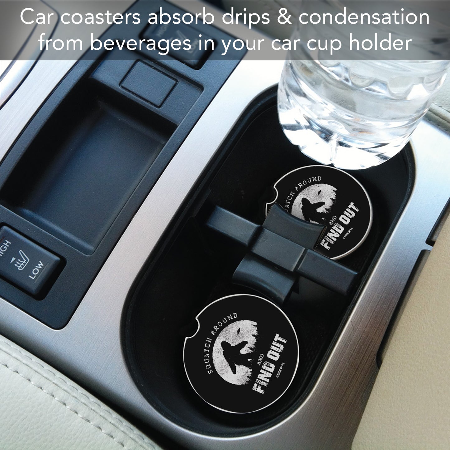 Thirstystone Squatch Around Single Absorbent Stone Coaster for Vehicle Cup Holder 2.6” Diameter Manufactured in The USA