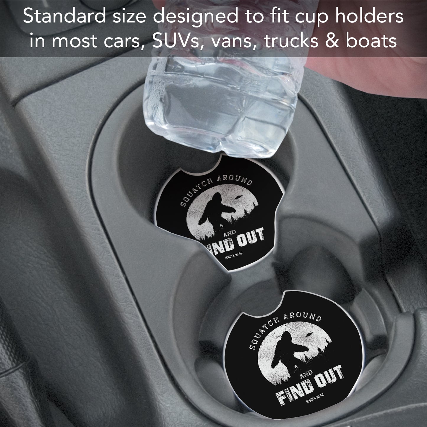 Thirstystone Squatch Around Single Absorbent Stone Coaster for Vehicle Cup Holder 2.6” Diameter Manufactured in The USA