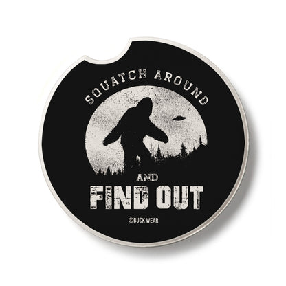 Squatch Around Single Absorbent Stone Car Coaster 2.6” Diameter Manufactured in the USA