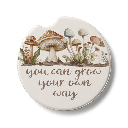 Grow Your Own Way Single Absorbent Stone Car Coaster 2.6” Diameter Manufactured in the USA