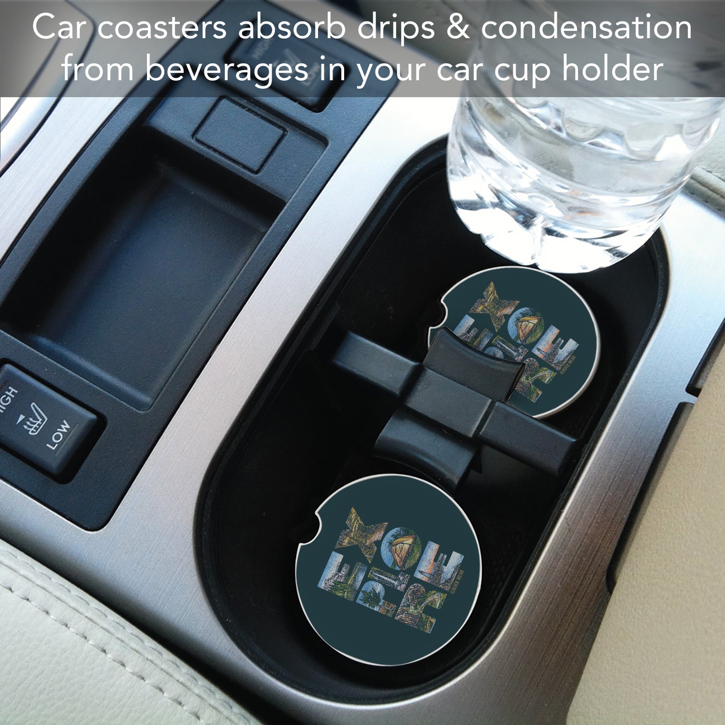 Thirstystone Explore Single Absorbent Stone Coaster for Vehicle Cup Holder 2.6” Diameter Manufactured in The USA