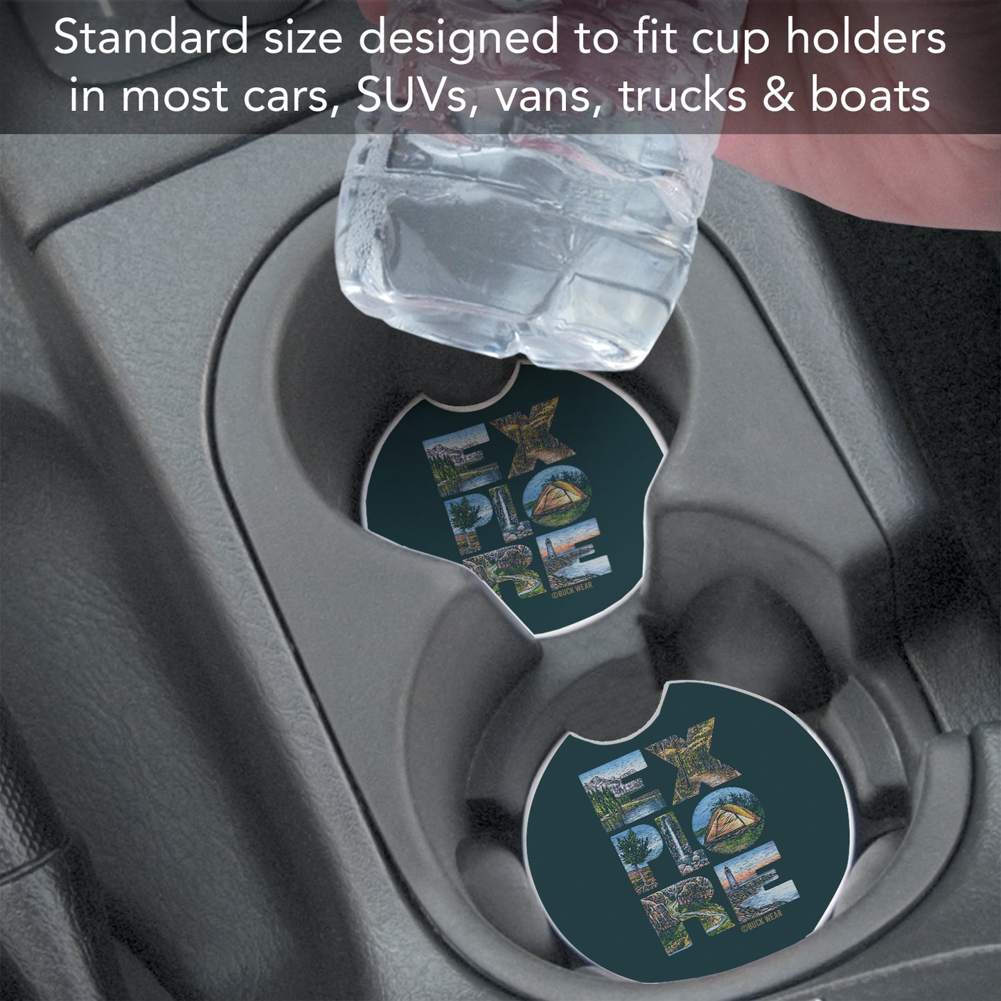 Thirstystone Explore Single Absorbent Stone Coaster for Vehicle Cup Holder 2.6” Diameter Manufactured in The USA