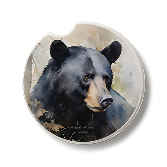 Wilderness Bear Single Absorbent Stone Car Coaster 2.6” Diameter Manufactured in the USA