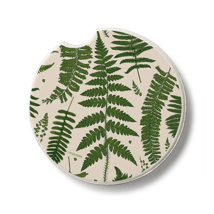 Natural Ferns Single Absorbent Stone Car Coaster 2.6” Diameter Manufactured in the USA
