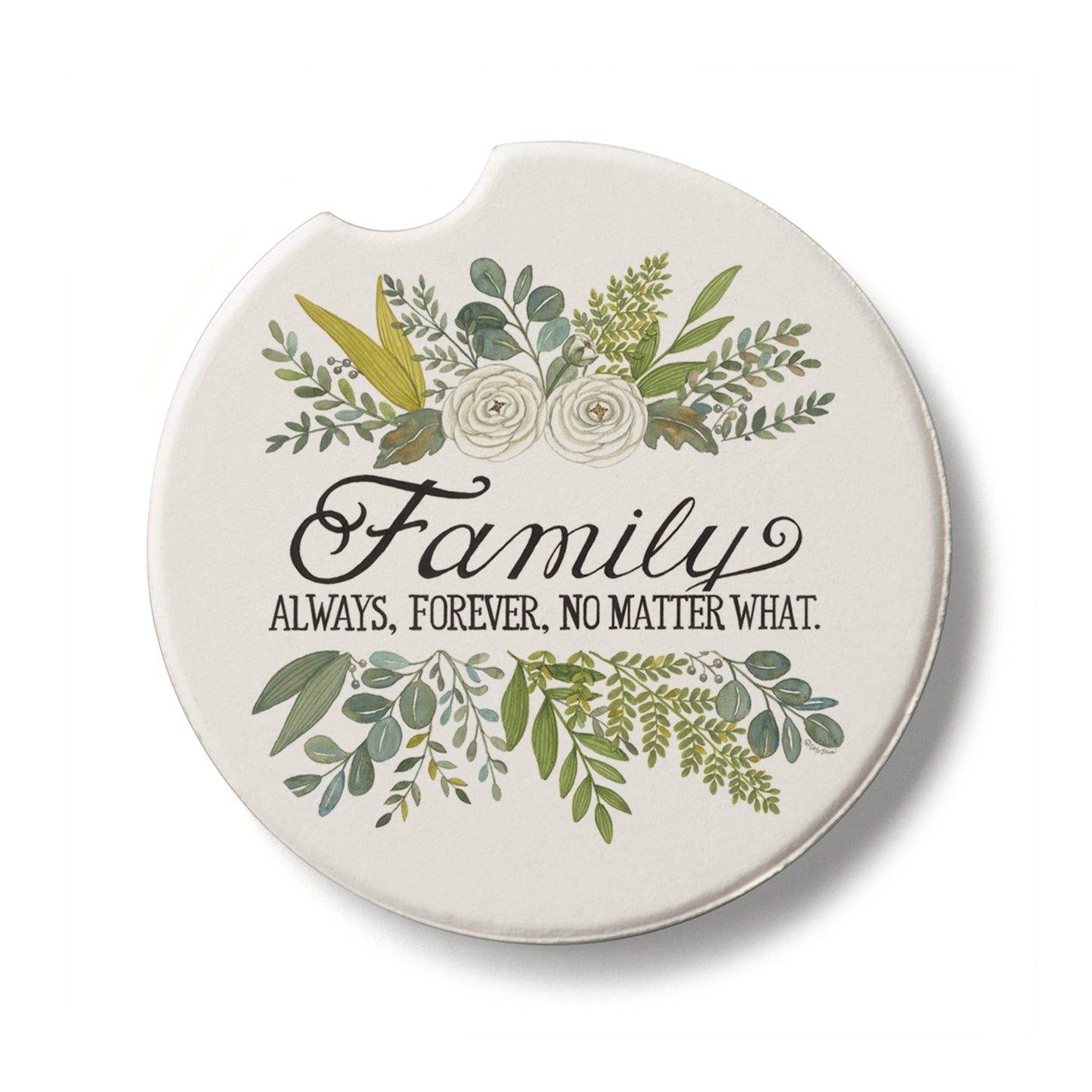 Family Always Single Absorbent Stone Car Coaster 2.6” Diameter Manufactured in the USA